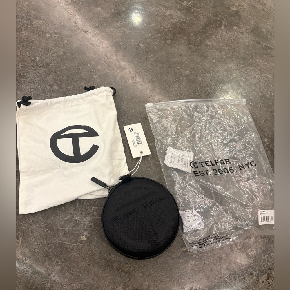 Telfar Black Round MEDIUM PILL with White Drawstring Dust Bag